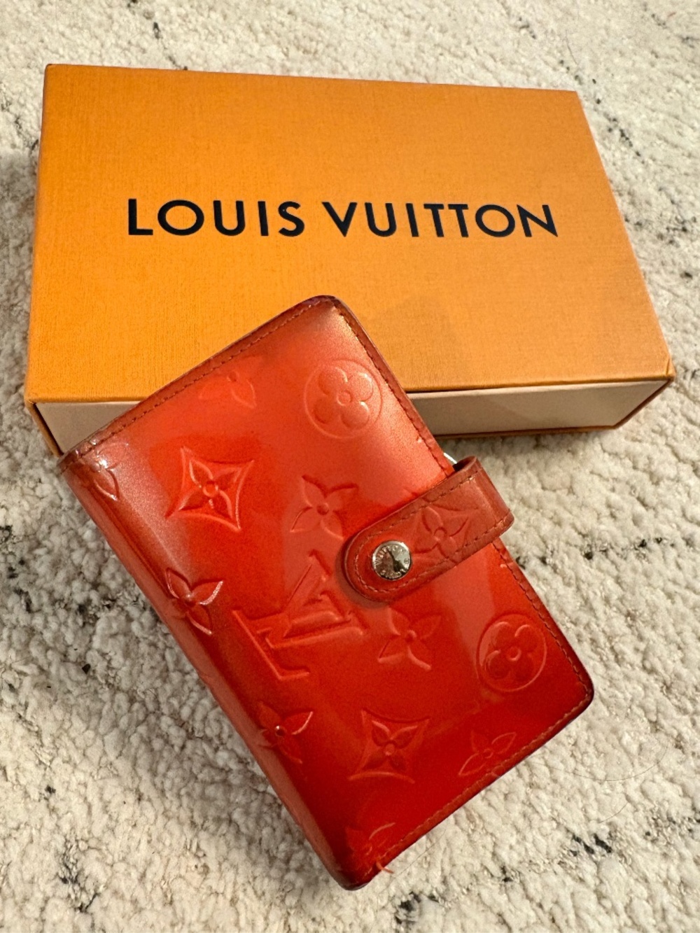 Louis Vuitton Monogram Vernis French Purse Wallet Orange – Box Included